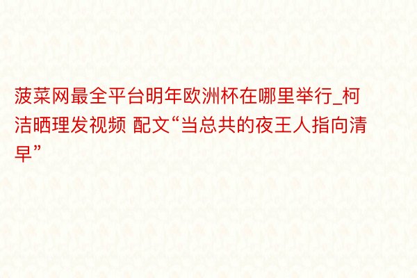 菠菜网最全平台明年欧洲杯在哪里举行_柯洁晒理发视频 配文“当总共的夜王人指向清早”